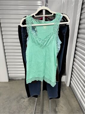 Mossimo | Ribbed Racerback Tank with Lace Trim in Mint Green | size XXL